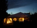 [Wedding guests dance into the night]