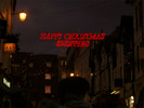[Lights reading 'Happy Christmas Shopping']