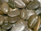 [Engraved pebbles]